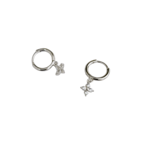Aros de plata con circonias y dije estrella chico