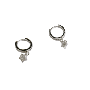 Aros de plata con circonias y dije estrella