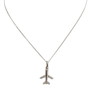 Cadena de plata con dije de avión