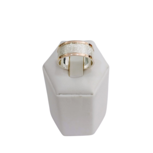 Anillo de plata 10 mm de ancho con bordes en oro 9 kilates