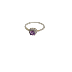 Anillo de plata con circonias y piedra amatista