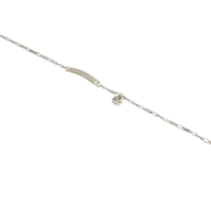 Pulsera de identidad en plata para niña con dije de trébol
