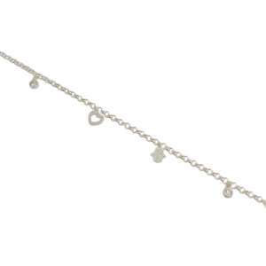 Pulsera rolito en plata con dijes