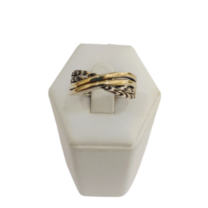 Anillo cruzado plata y oro