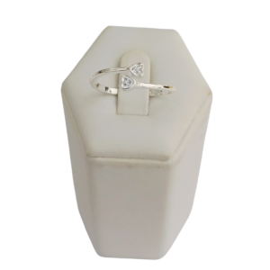 Anillo ajustable corazones plata con circonias