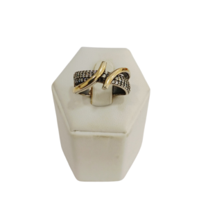 Anillo plata y oro con circonias