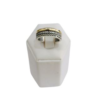 Anillo plata y oro con circonias