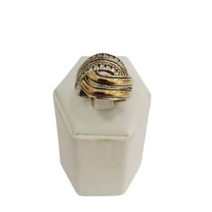 Anillo plata y oro con circonias