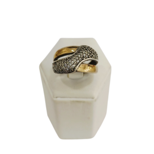 Anillo plata y oro con circonias
