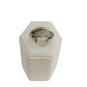 Anillo plata y oro con circonias