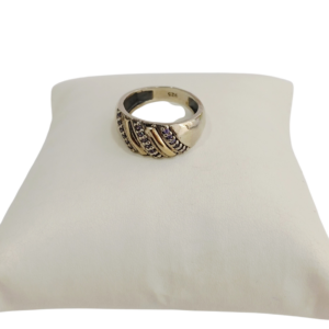 Anillo plata y oro con circonias