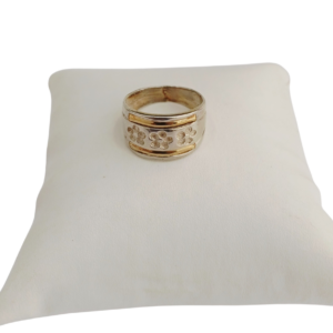 Anillo flores plata y oro