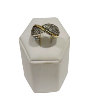 Anillo plata y oro con circonias