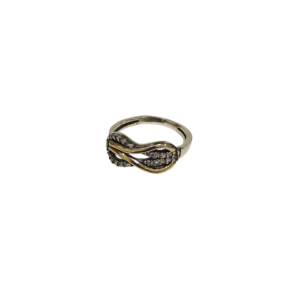 Anillo plata y oro con circonias
