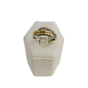 Anillo plata y oro con circonias