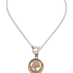 Cadena rolito en plata con dije árbol de la vida plata y oro