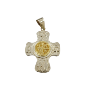 Dije Cruz de San Benito plata y oro